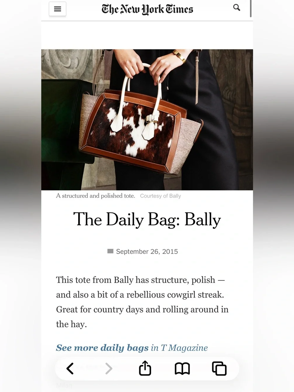 Bally Sommet Medium Haircalf Satchel | Made in Italy | COA 2015 Times Feauture - Picture 4 of 17